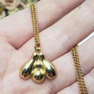 Beautiful Golden Bowling Pin & Bowl Necklace